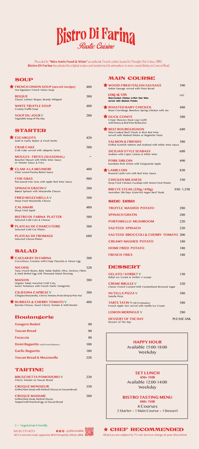 BISTRO DI FARINA (Bistro Convent) menu 1