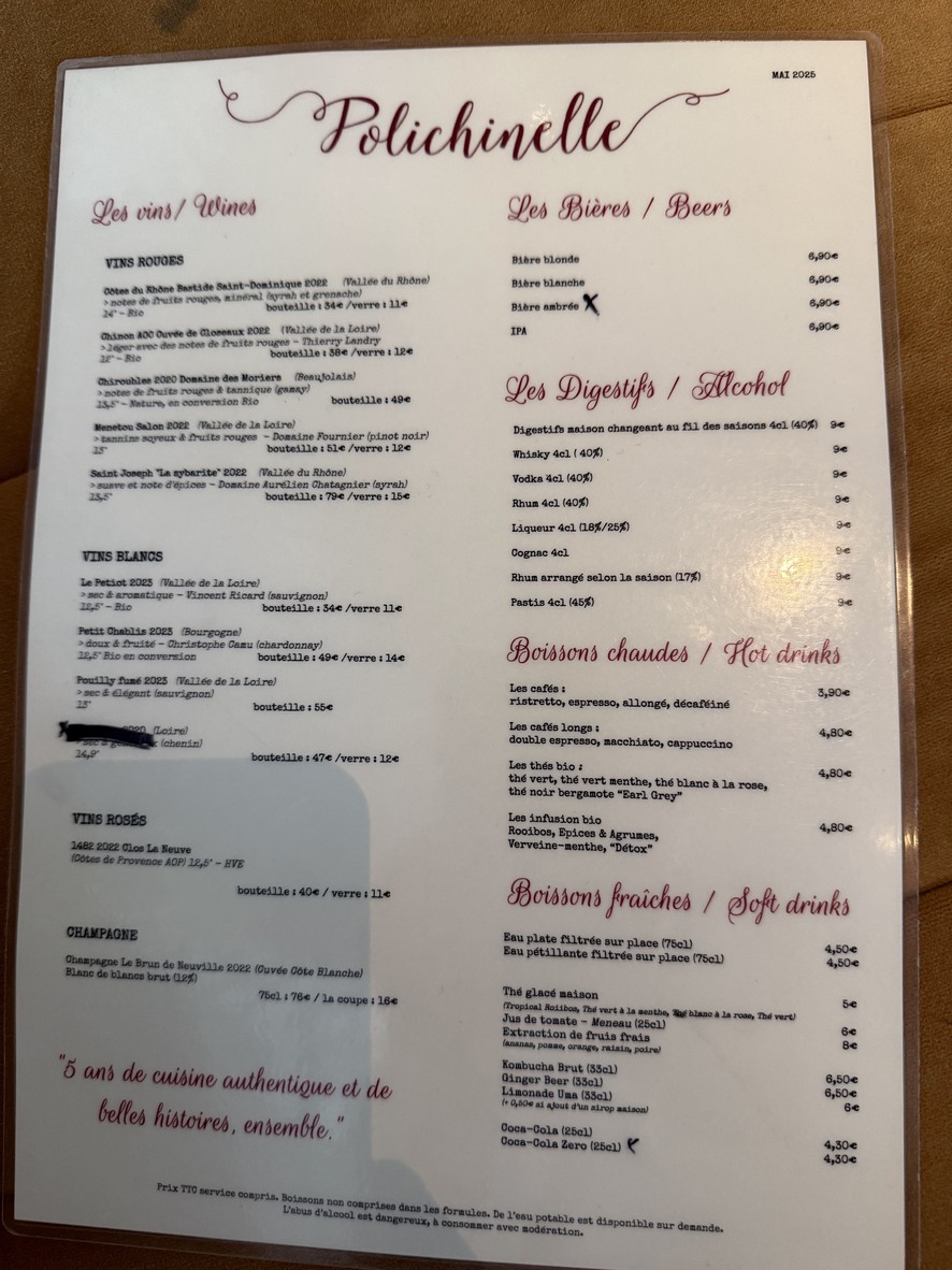 Polichinelle menu 2