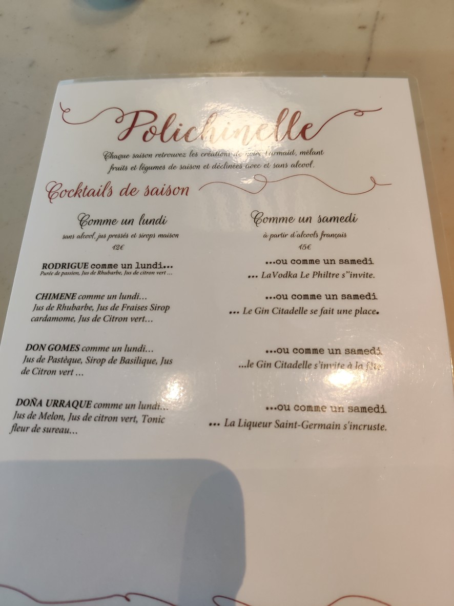 Polichinelle menu 4