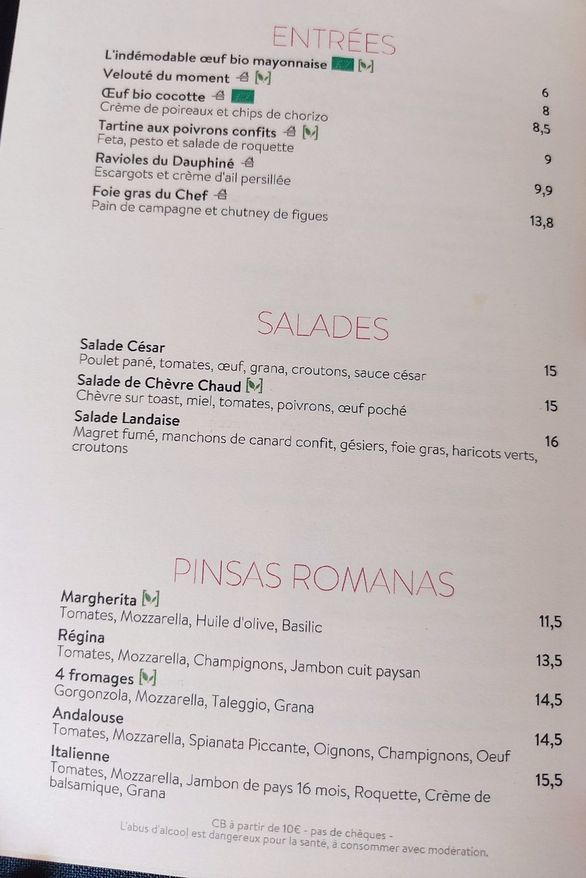 LA PETITE ROTONDE menu 1