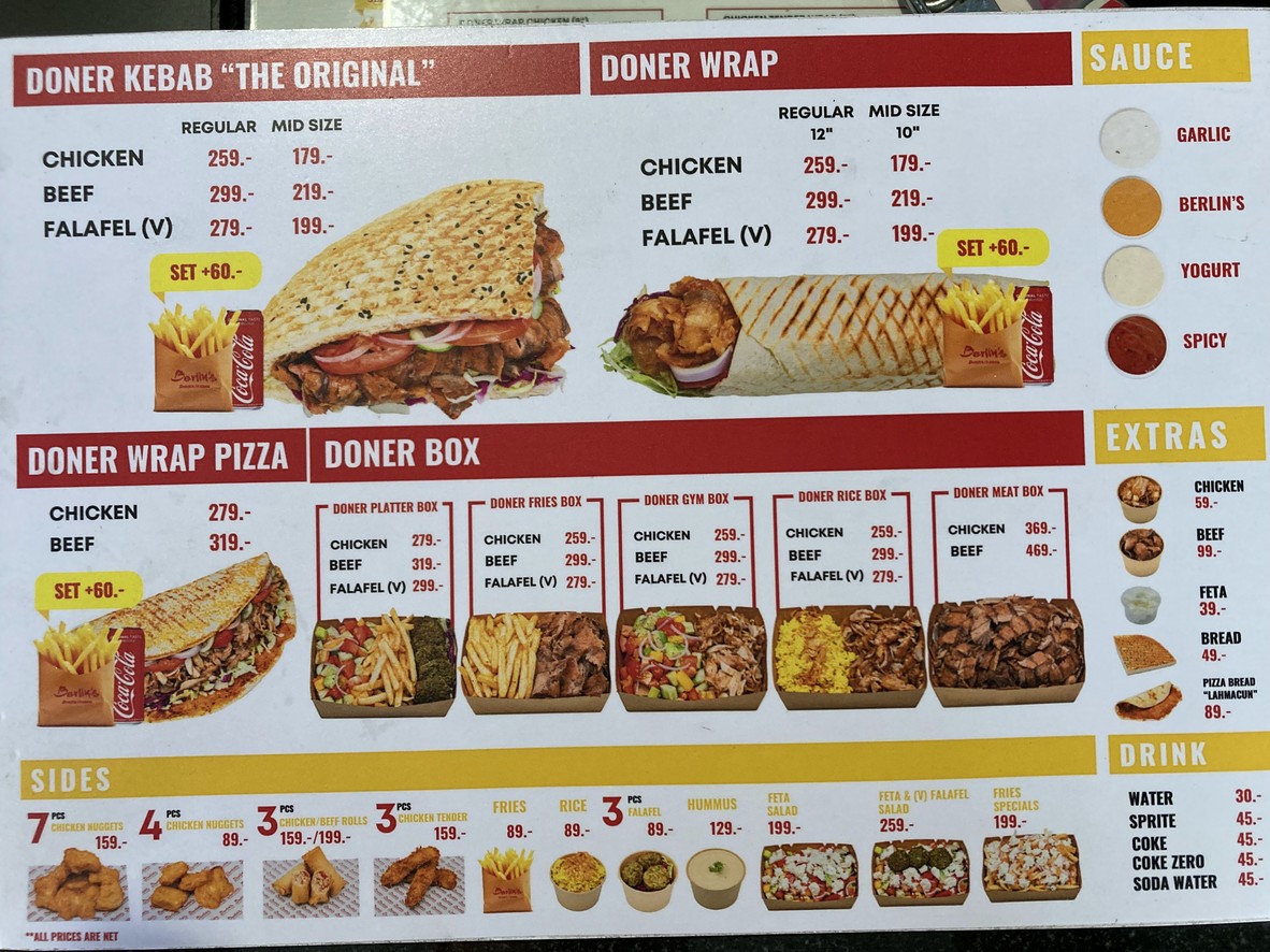 Berlin's Doner Kebab menu 1