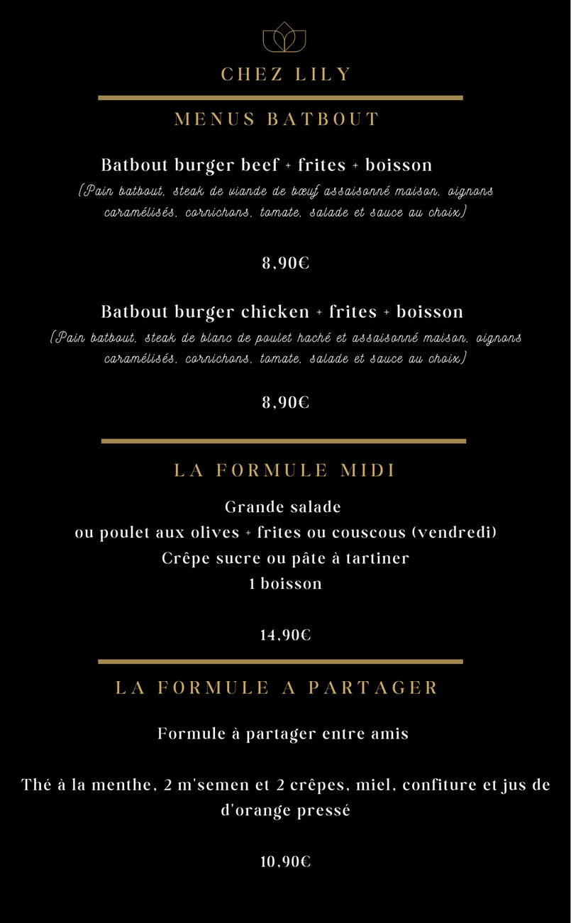 Chez Lily menu 2