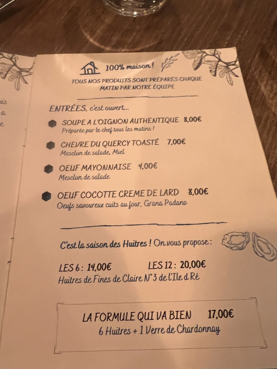 Les Mauvaises Habitudes menu 1