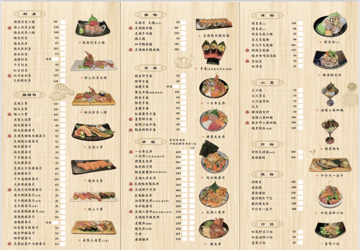 Lín jū sushi rìběn liàolǐ yǒng jí diàn menu 1