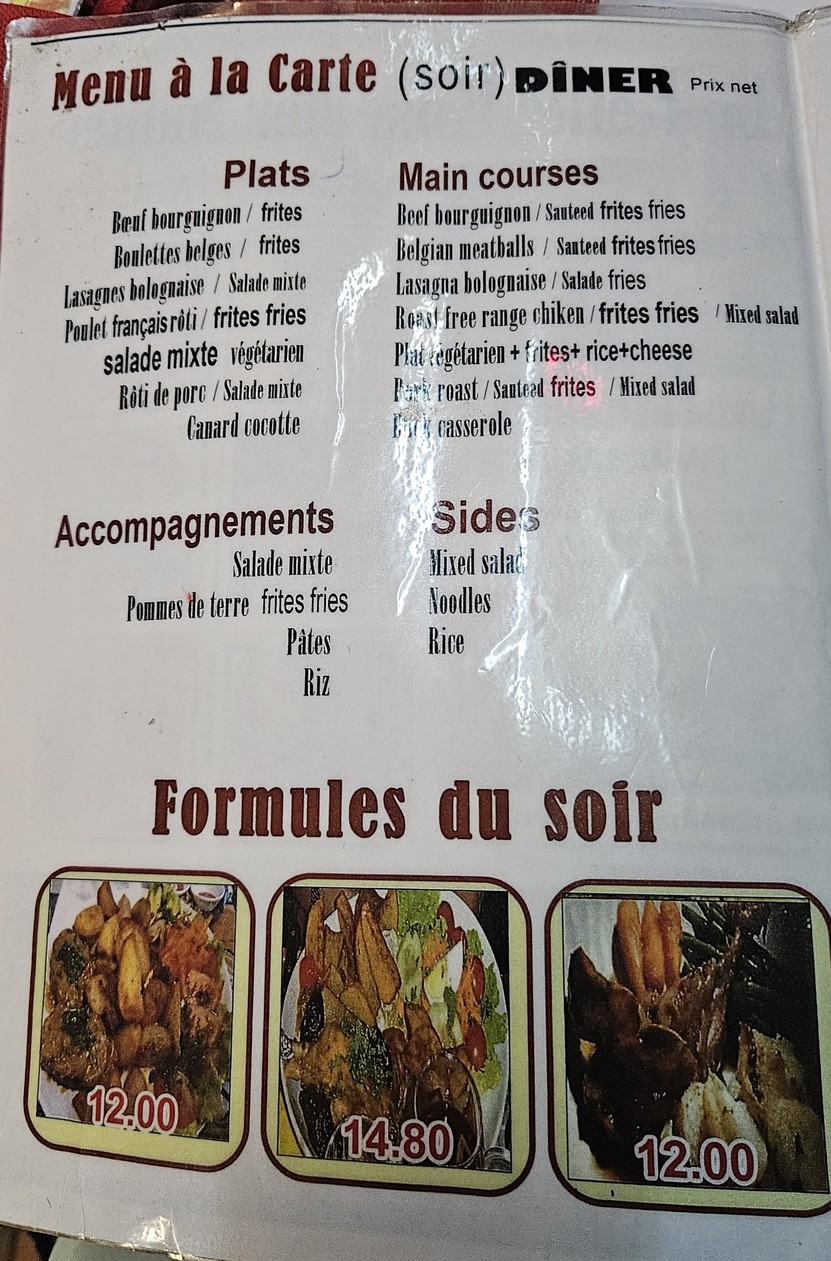 La Petite Rose des Sables menu 1