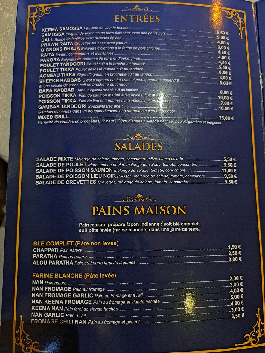 Rajpoot Restaurant indien et pakistanais menu 3