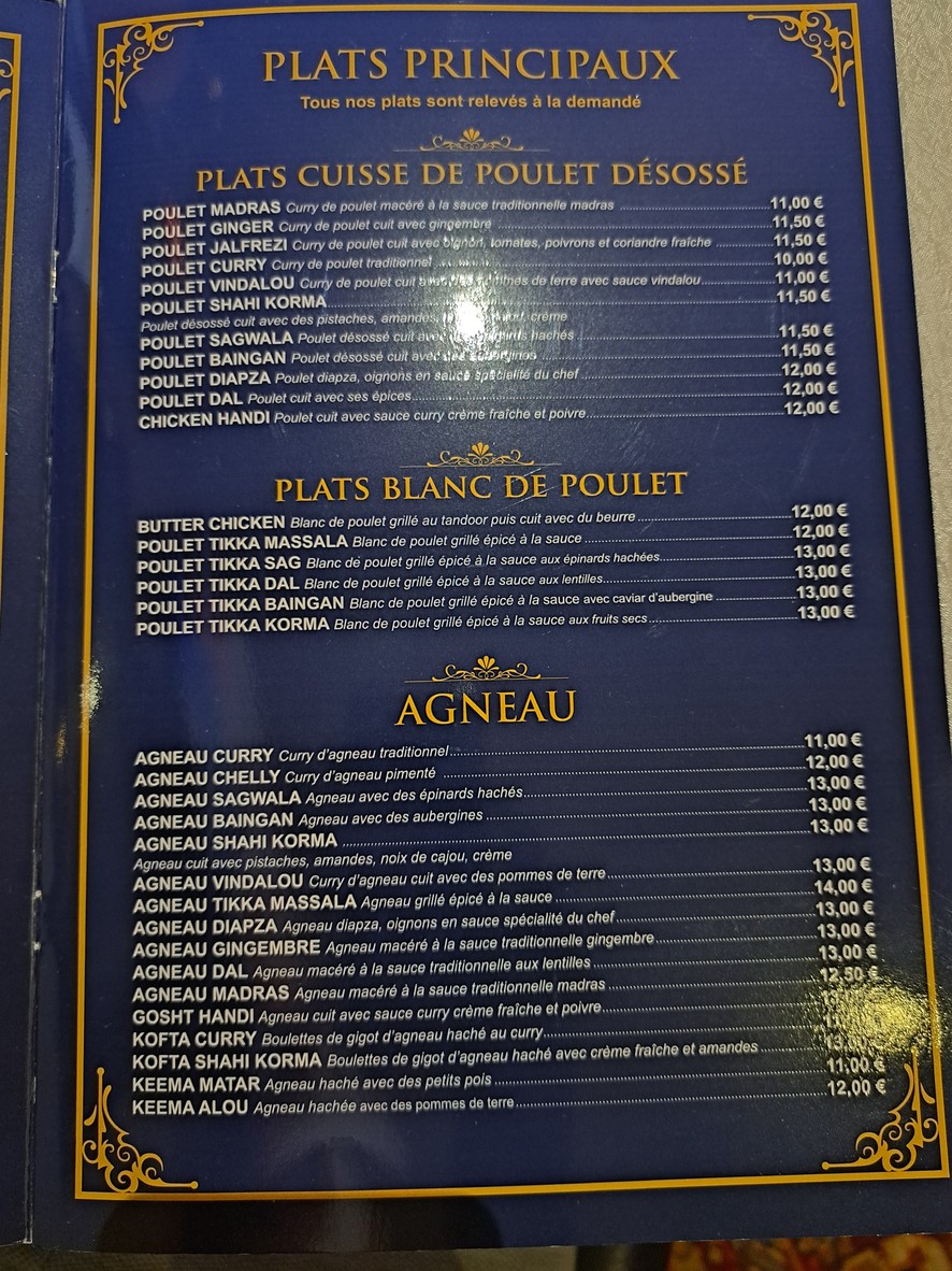 Rajpoot Restaurant indien et pakistanais menu 4