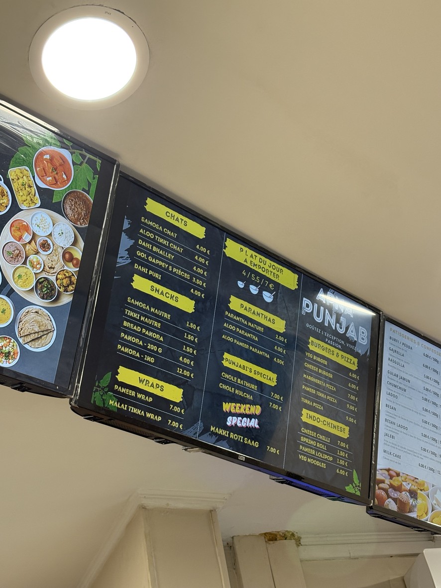 Apna Punjab Restaurant 100% Végétarien menu 2
