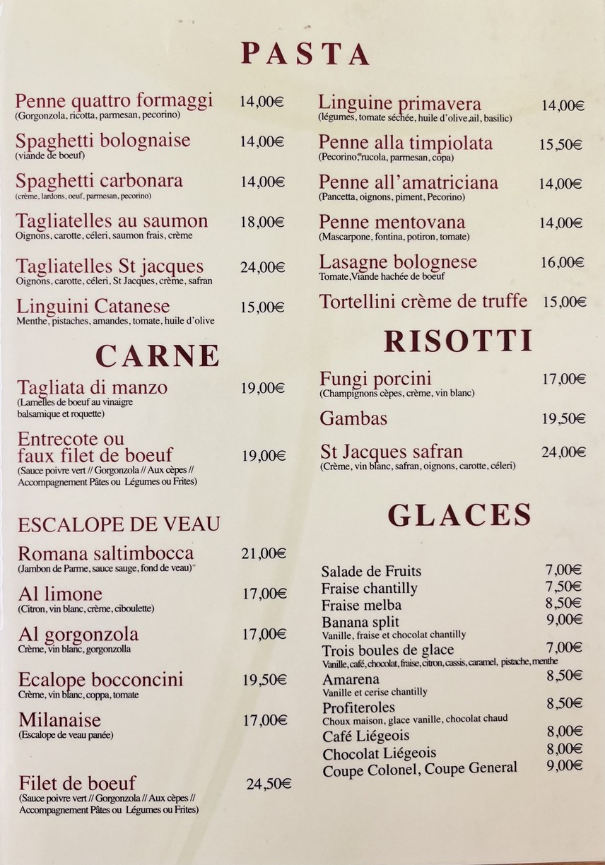 Piccolo Dino menu 2