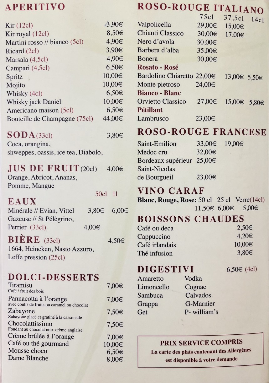Piccolo Dino menu 3