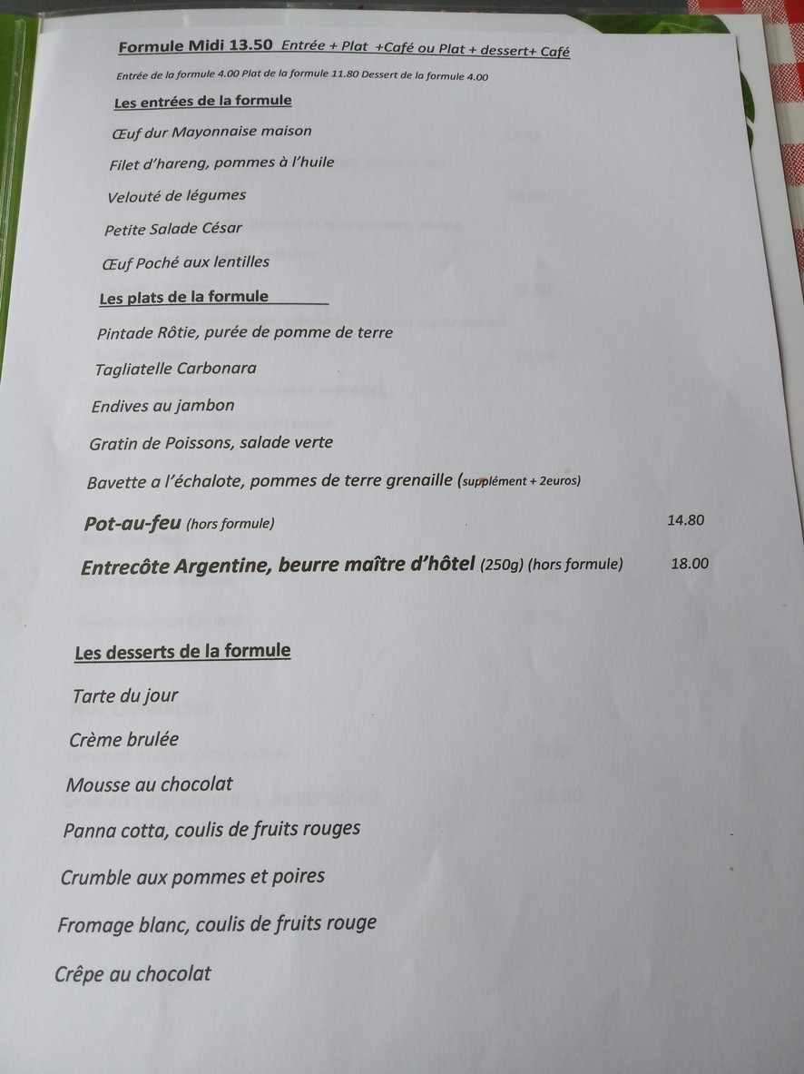 Le Métro menu 2