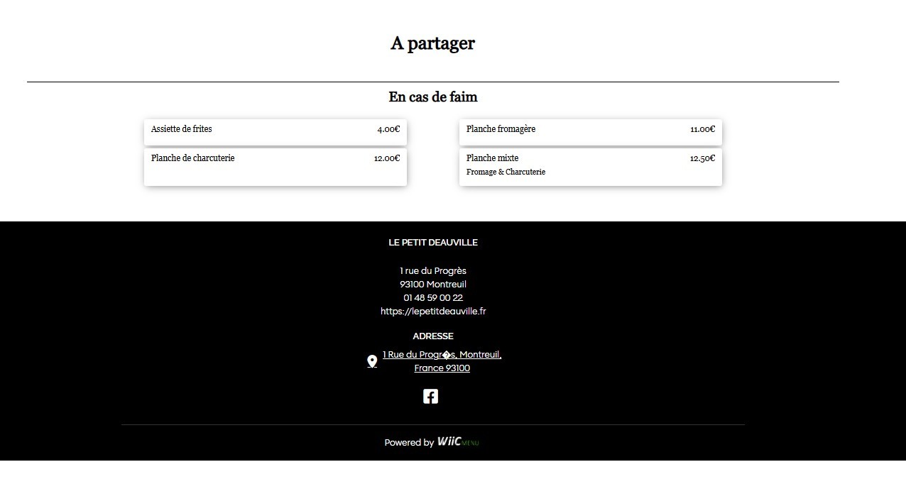 Le Petit Deauville menu 2