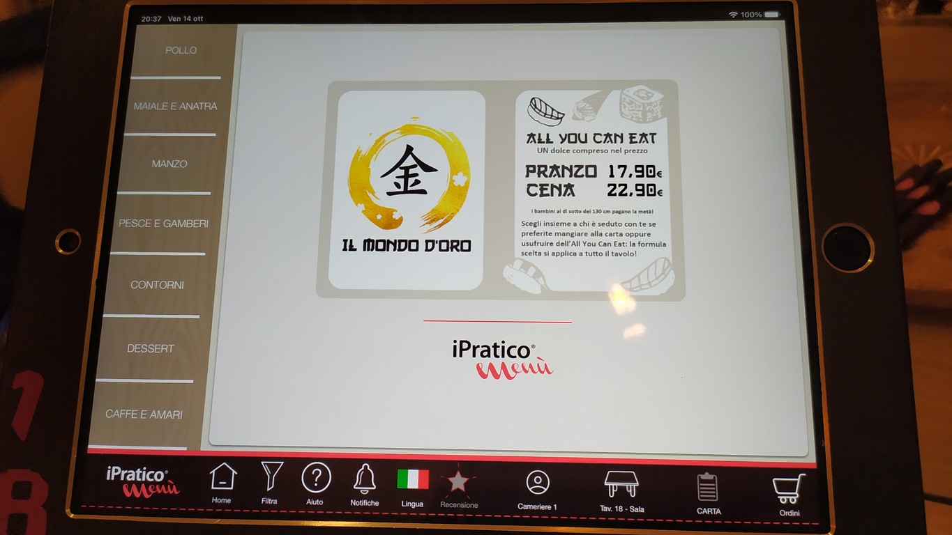 Il Mondo d'Oro menu 1