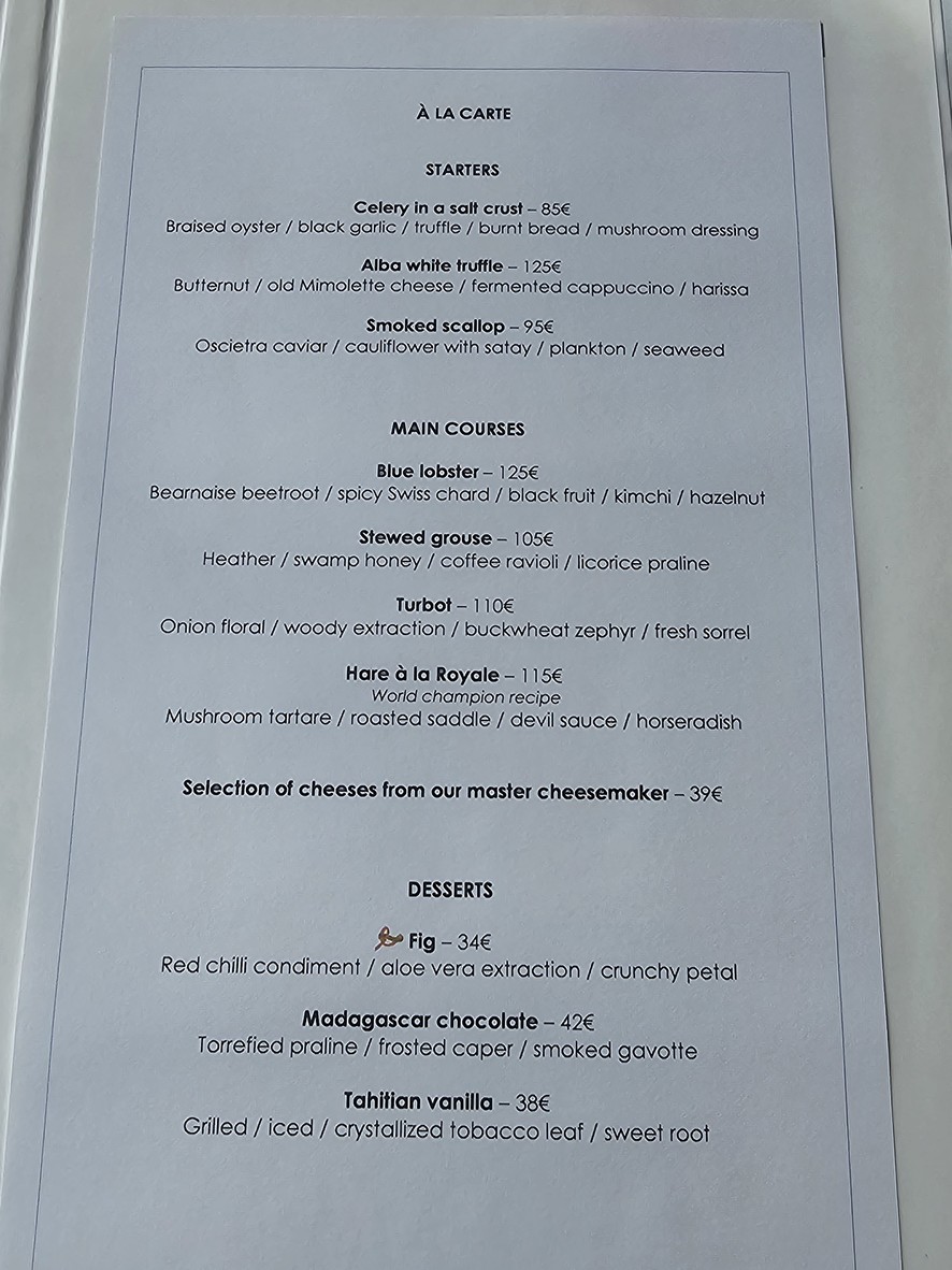 L'Oiseau Blanc menu 1
