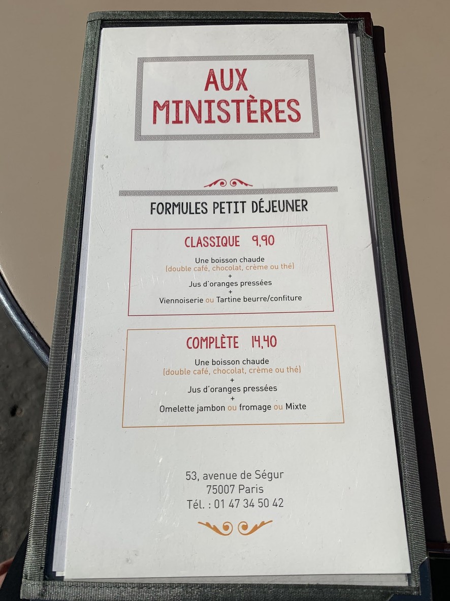 Aux Ministères menu 2