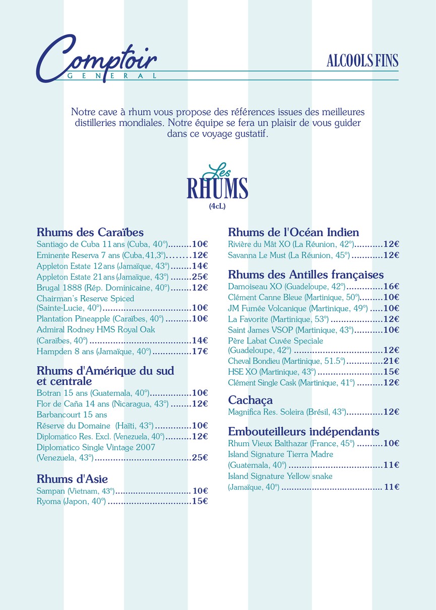 Le Comptoir Général menu 4