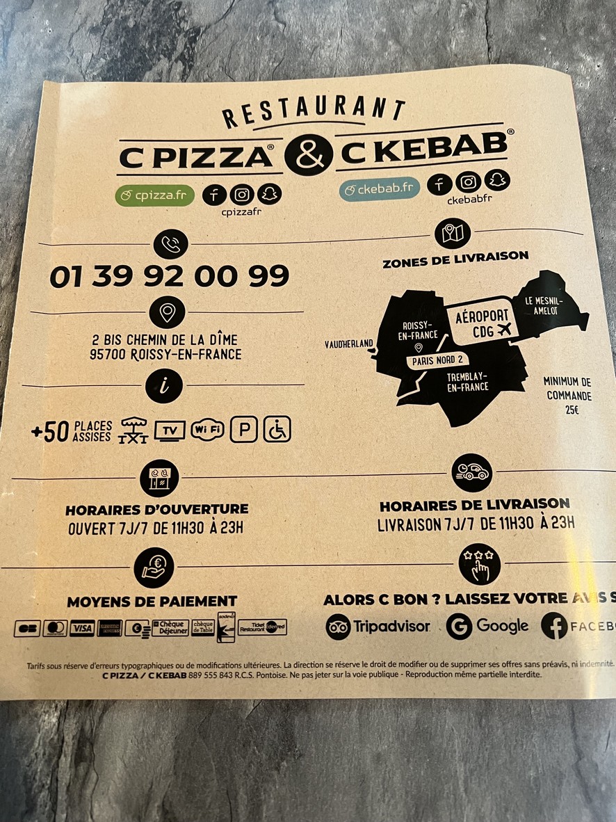 C KEBAB & H PIZZA Roissy menu 4