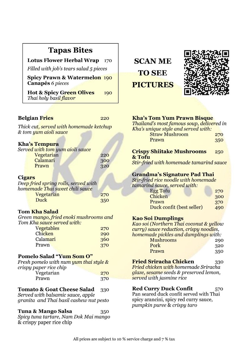 Kha Gastrobar menu 1