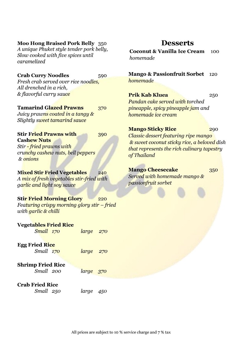 Kha Gastrobar menu 2