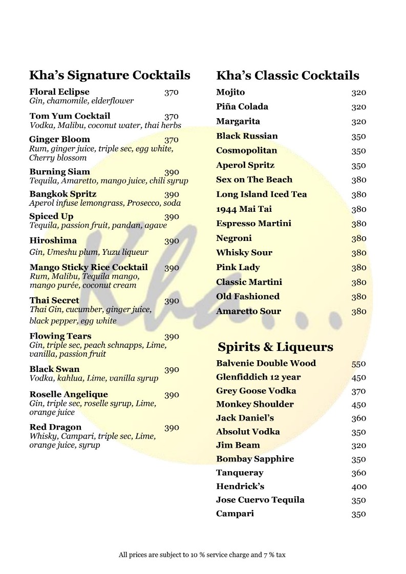 Kha Gastrobar menu 3