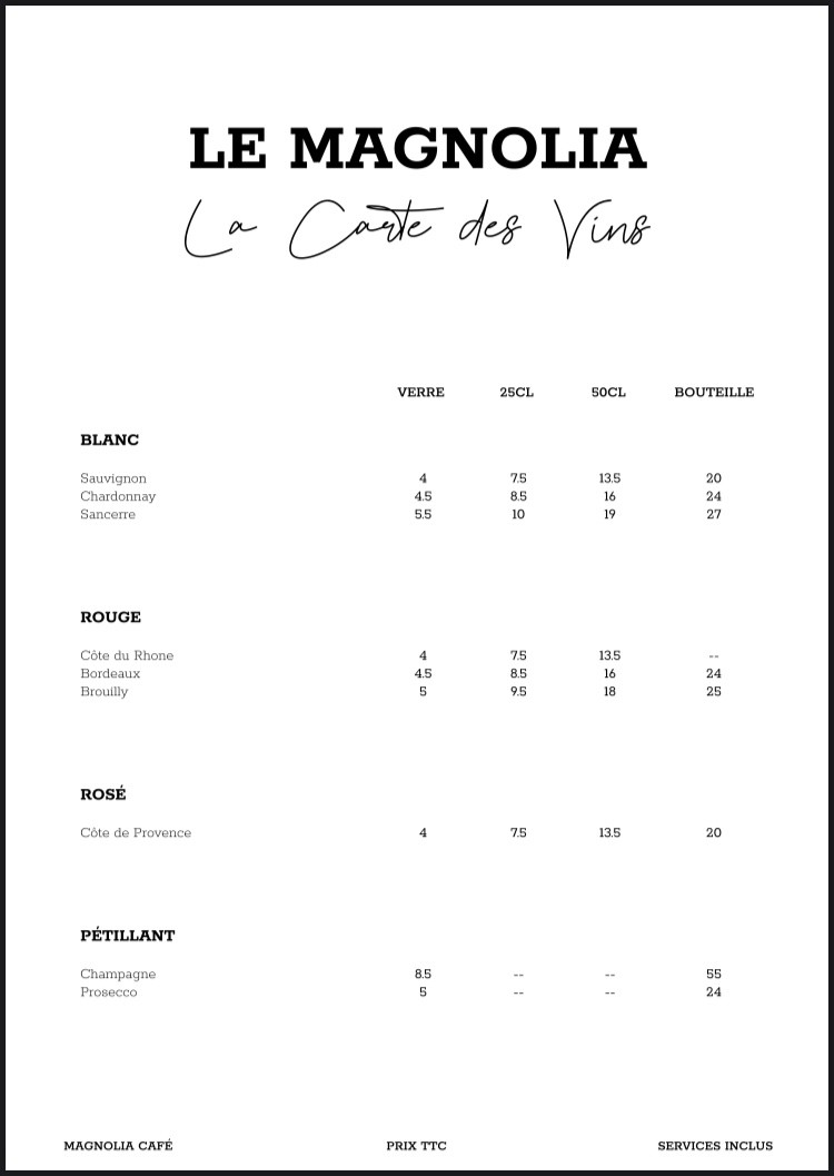 Le Magnolia Café menu 2