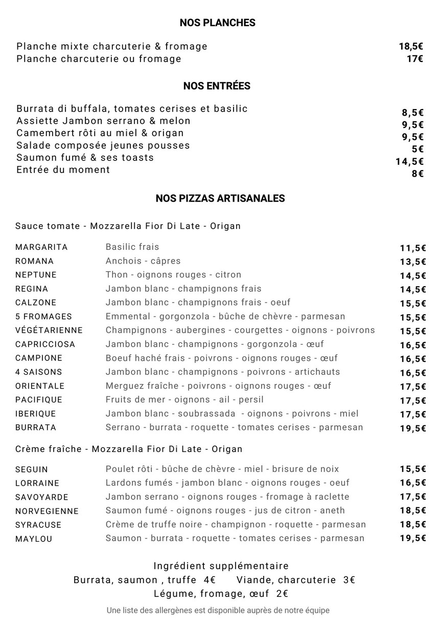 CENTRAL PARC menu 1