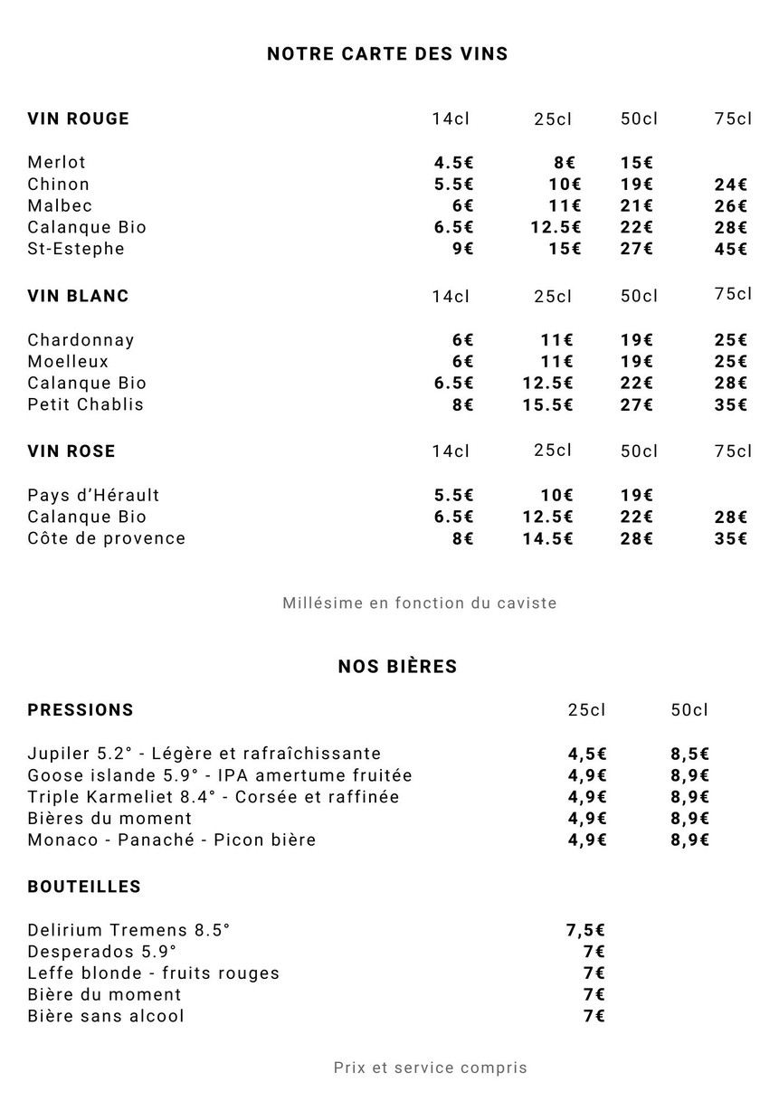 CENTRAL PARC menu 5