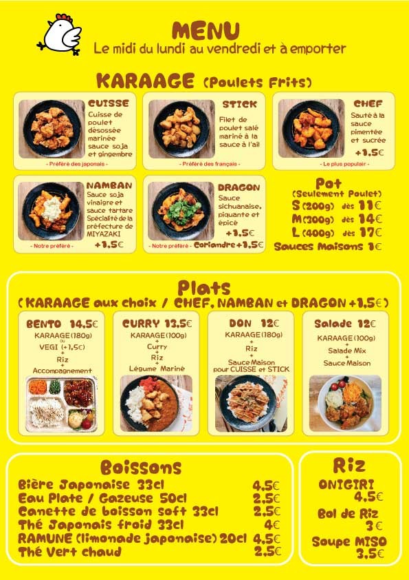 Karaage-ya menu 1