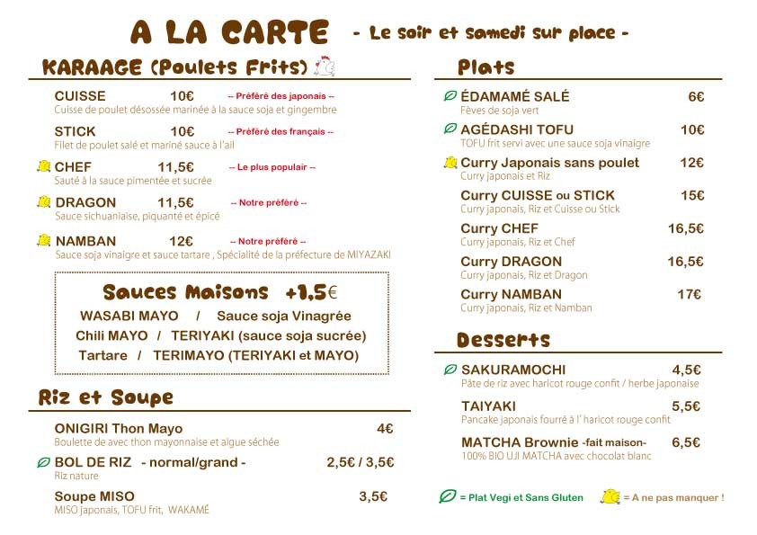 Karaage-ya menu 2