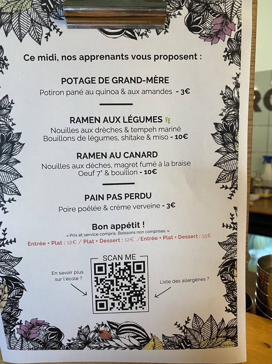La Cité Fertile menu 1