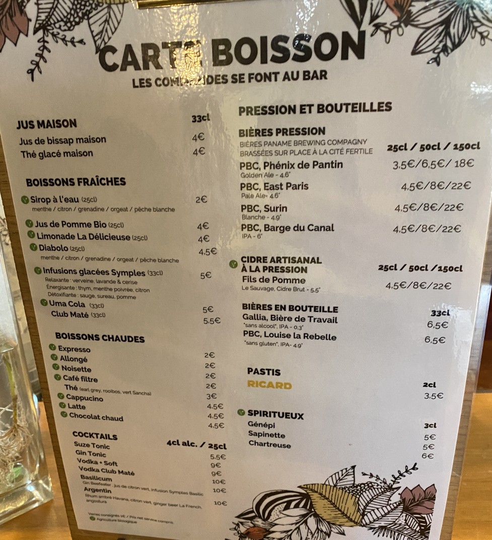 La Cité Fertile menu 2