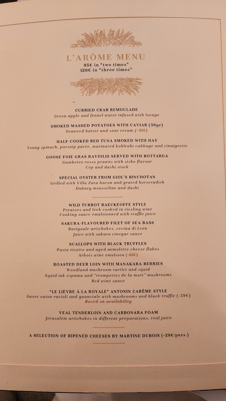 L'Arôme menu 1