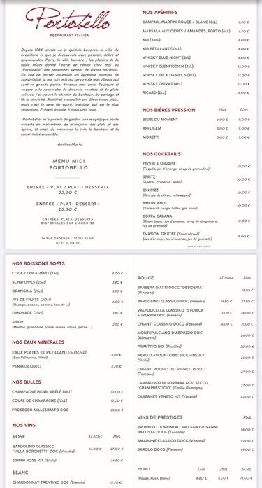 PORTOBELLO - Restaurant Italien Paris