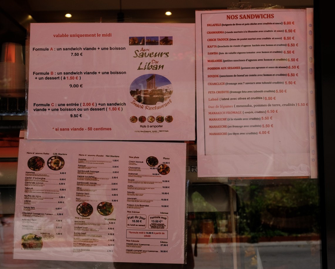 Aux Saveurs du Liban menu 1