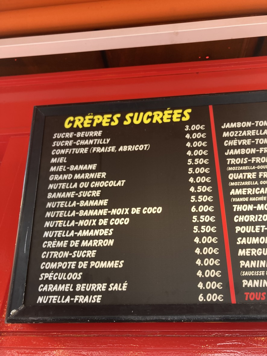 Crêperie Genia Montparnasse menu 2