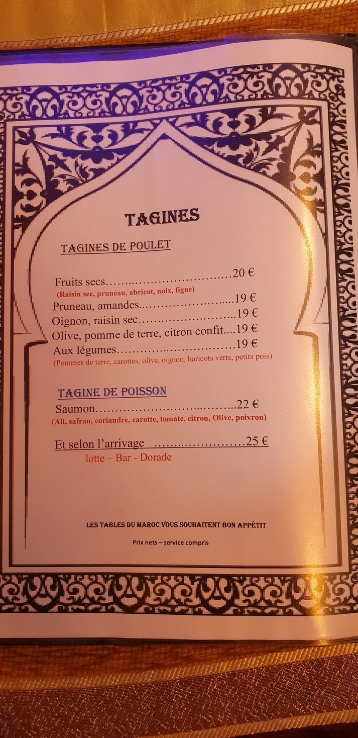 Restaurant Les Tables du Maroc menu 4