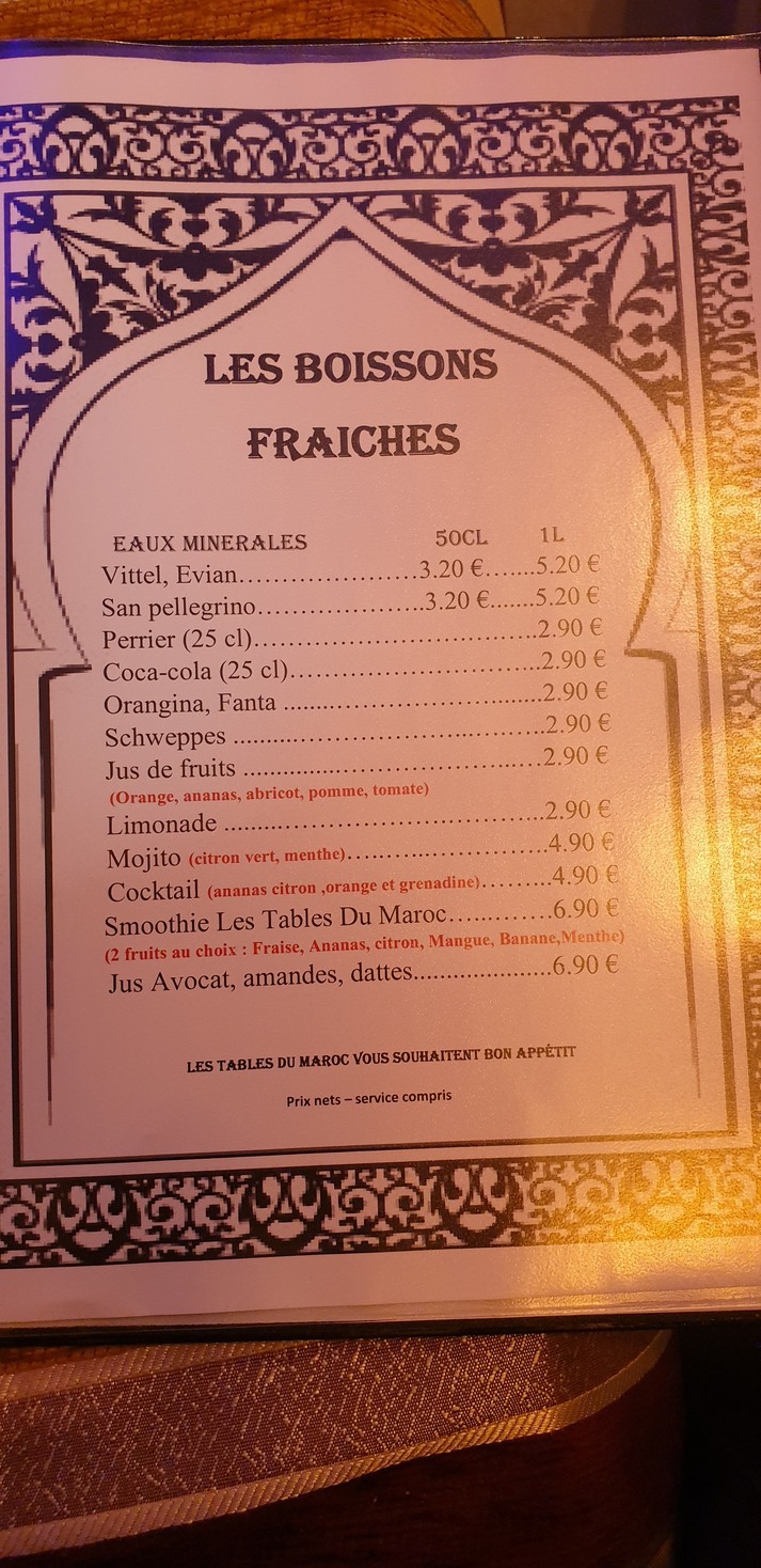 Restaurant Les Tables du Maroc menu 7