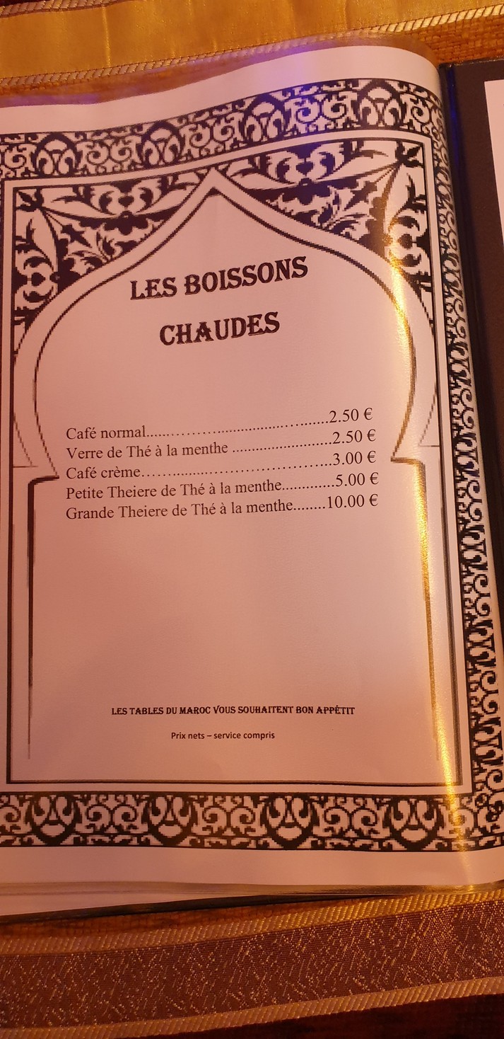 Restaurant Les Tables du Maroc menu 8