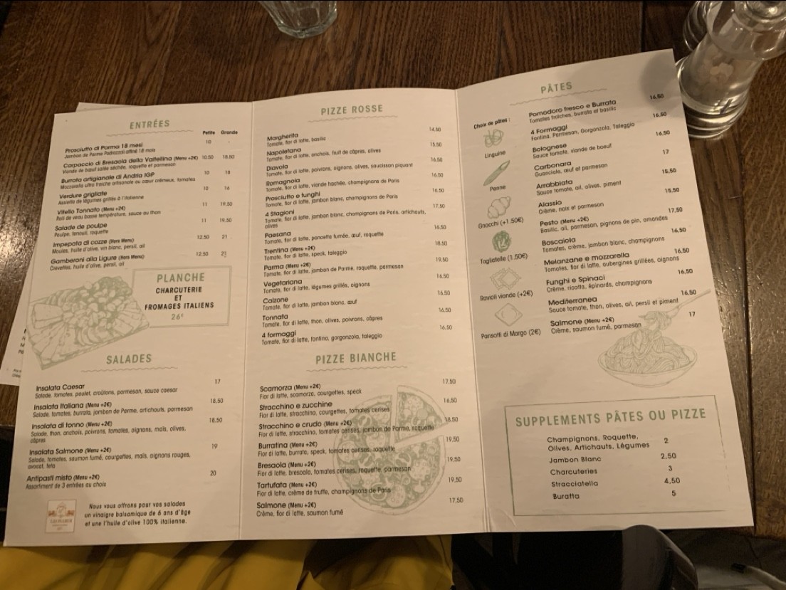 CASA COSA menu 2