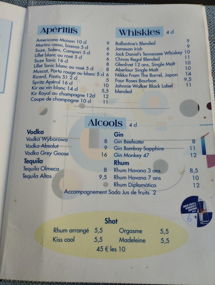 Le Cavalier Bleu menu 1
