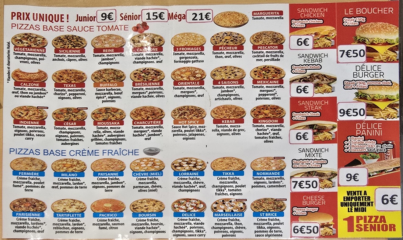 Delice Pizza menu 2