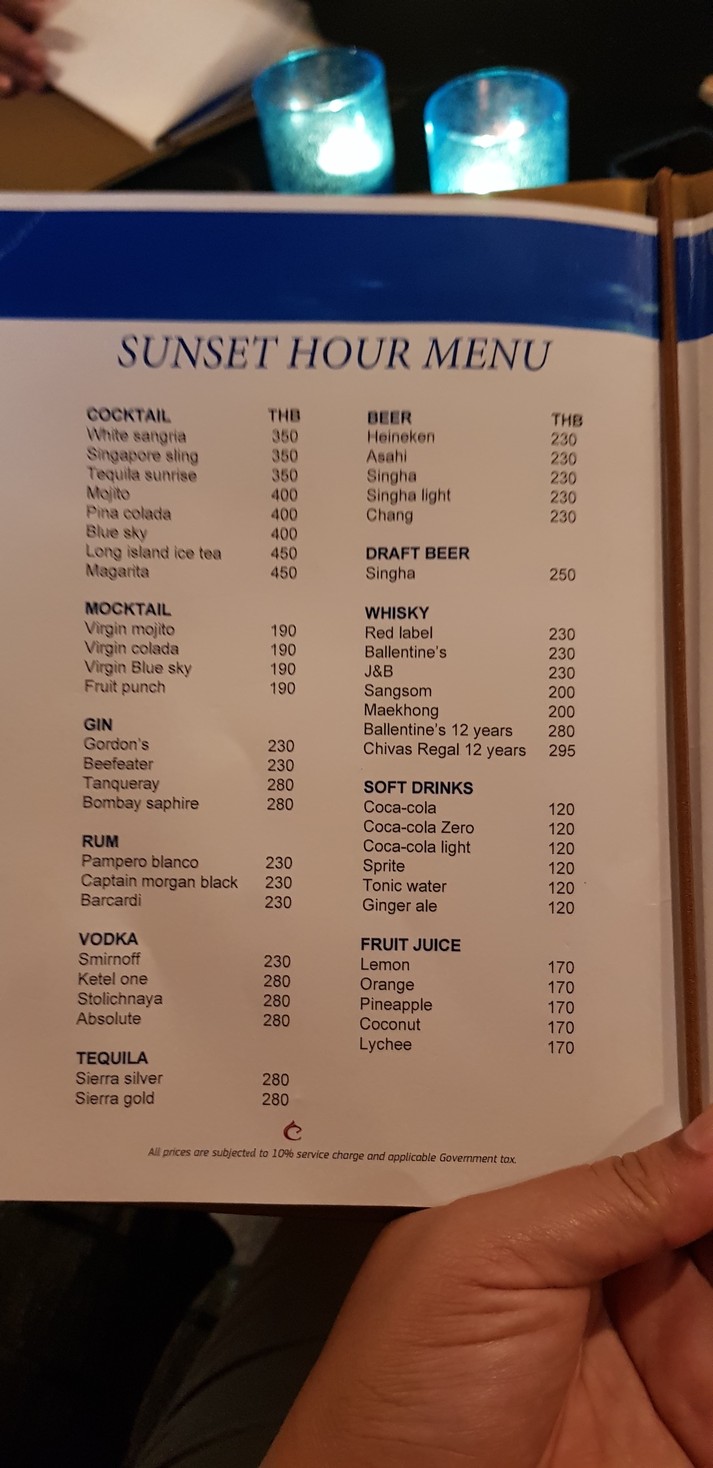 Blue Sky Rooftop Restaurant & Bar at Centara Grand at Central Plaza Ladprao Bangkok menu 3