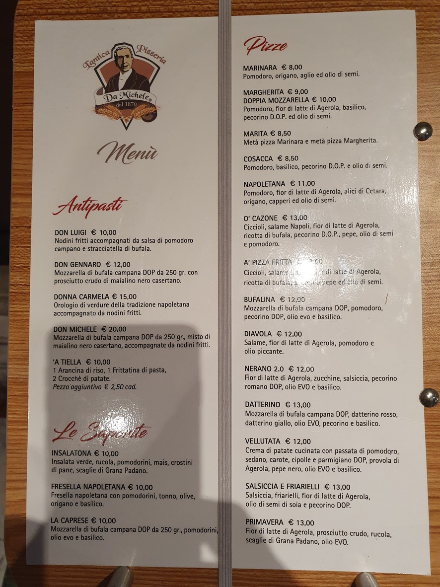 Antica pizzeria da Michele Roma EUR menu 1