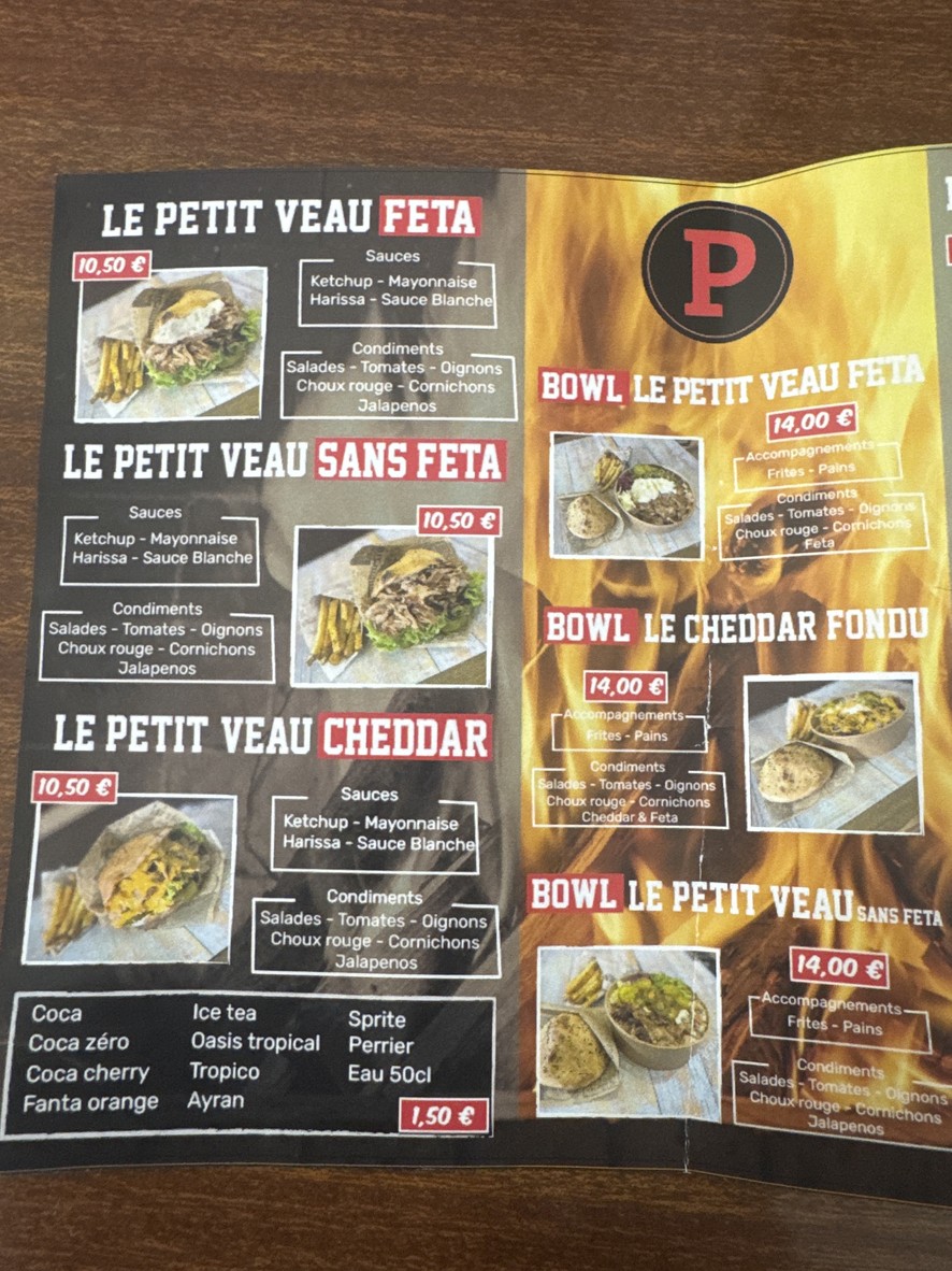 Petit Veau Clichy menu 2