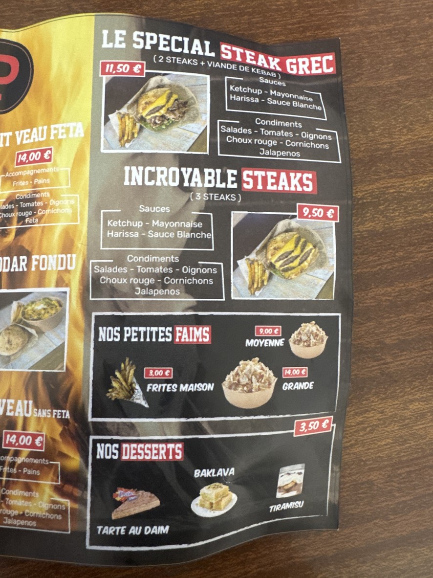 Petit Veau Clichy menu 3