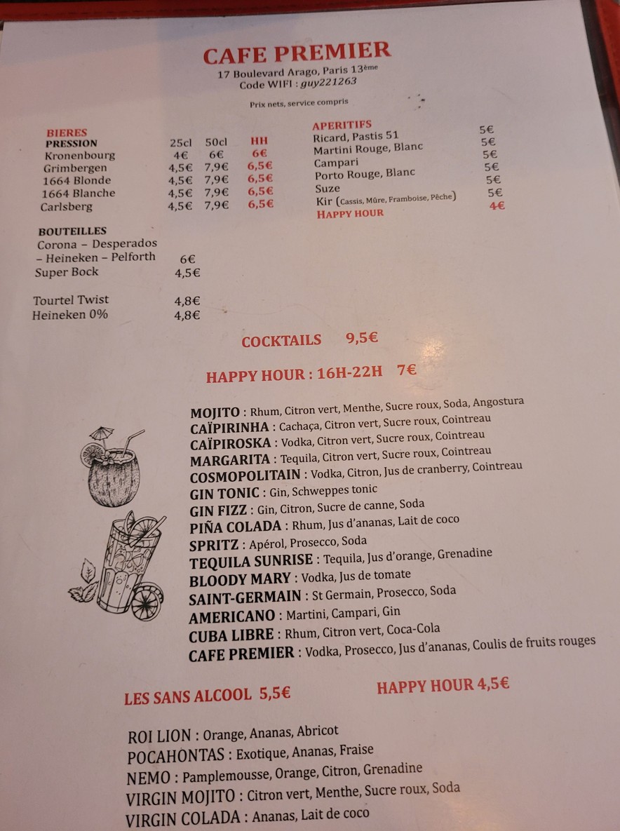 Café Premier menu 2