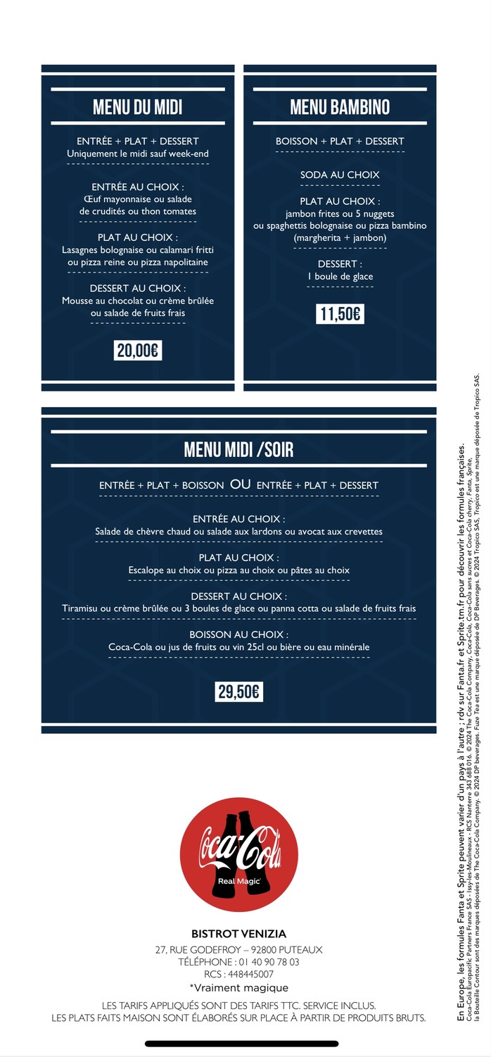 Bistrot Venezia menu 1