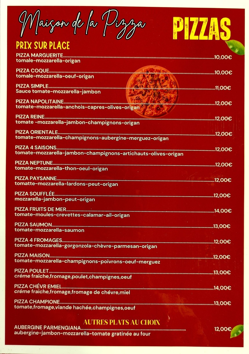 Maison De La Pizza menu 1
