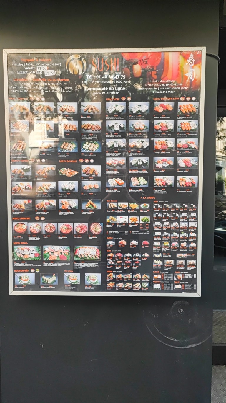 M'Sushi menu 1