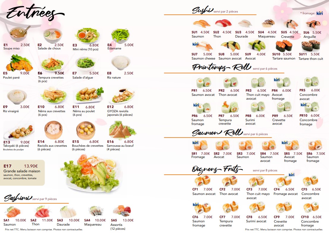 Bo sushi menu 1